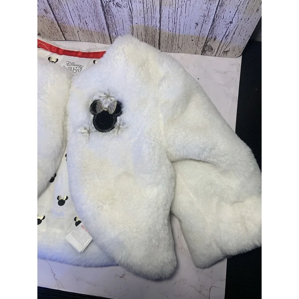 Disney Minnie‎ Mouse Faux Fur Puffer Jacket Coat Size 6-12 Months Baby